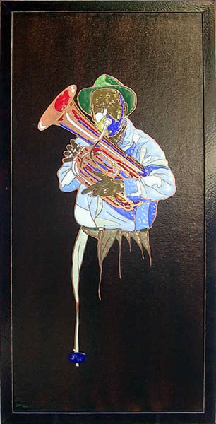 Emaux  :Musicien 31x61.5cm