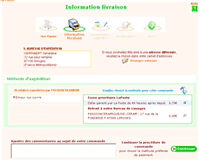 capture d'écran Information sur la Livraison de votre commande